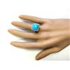 Image 4 : 6.70 CTW Natural Turquoise And Diamond Ring In 18K White Gold