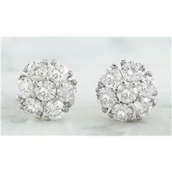 1.00 CTW 18K White Gold Diamond Earrings