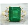 Image 1 : 6.10 CTW Emerald 14K Yellow Gold Diamond Ring