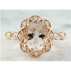 2.77 CTW Morganite 14K Rose Gold Diamond Ring