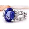 Image 2 : 5.96 CTW Natural Tanzanite 14K Solid White Gold Diamond Ring