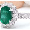 Image 2 : 3.70 CTW Natural Emerald 14K Solid White Gold Diamond Ring