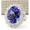 Image 2 : 13.75 CTW Natural Blue Tanzanite And Diamond Ring 14k Solid White Gold