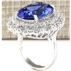 Image 3 : 13.75 CTW Natural Blue Tanzanite And Diamond Ring 14k Solid White Gold