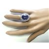 Image 4 : 13.75 CTW Natural Blue Tanzanite And Diamond Ring 14k Solid White Gold