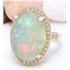 Image 2 : 21.58 CTW Natural Opal 18K Solid Yellow Gold Diamond Ring