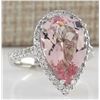 Image 2 : 6.82 CTW Natural Morganite And Diamond Ring In 18K White Gold