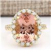 Image 1 : 8.79 CTW Natural Morganite And Diamond Ring In 14K Solid Yellow Gold
