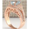 Image 3 : 3.12 CTW Natural Blue Aquamarine Diamond Ring 18K Solid Rose Gold