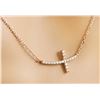 Image 2 : 0.15 CTW Diamond 18K Rose Gold Cross Bar Necklace