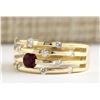 Image 1 : 1.00 CTW Natural Ruby And Diamond Ring In 14k Yellow Gold