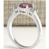 Image 3 : 1.70 CTW Natural Pink Ceylon Sapphire Diamond Ring 14k Solid White Gold