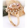 Image 4 : 5.70 CTW Natural Morganite 18K Solid Rose Gold Diamond Ring