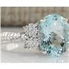 Image 2 : 4/03 CTW Natural Blue Aquamarine Diamond Ring 18K Solid White Gold