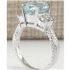 Image 3 : 4/03 CTW Natural Blue Aquamarine Diamond Ring 18K Solid White Gold