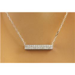 0.40 CTW Diamond 18K White Gold Double Bar Necklace