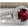 Image 2 : 4.02 CTW Natural Pink Tourmaline And Diamond Ring 14K Solid White Gold