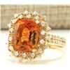 Image 2 : 6.39 CTW Natural Madeira Citrine And Diamond Ring 14k Solid Yellow Gold