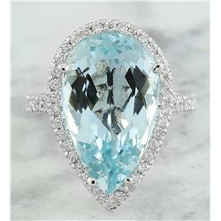 9.93 CTW Aquamarine 18K White Gold Diamond Ring