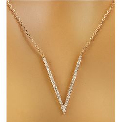 0.40 CTW Diamond 18K Rose Gold "V" Necklace