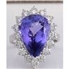 Image 1 : 10.06CTW Natural Blue Tanzanite And Diamond Ring In 18K White Gold