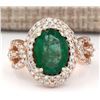 Image 1 : 5.25 CTW Natural Emerald And Diamond Ring In 18K Rose Gold