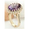 Image 4 : 13.19 CTW Natural Amethyst 18K Solid Yellow Gold Diamond Ring
