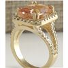 Image 3 : 6.92 CTW Natural Peach Morganite And Diamond Ring In 14K Solid Yellow Gold