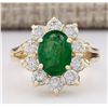 Image 1 : 2.30 CTW Natural Emerald And Diamond Ring In 18K Yellow Gold