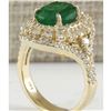 Image 3 : 5.02 CTW Natural Emerald And Diamond Ring 18K Solid Yellow Gold