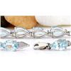 Image 2 : 20.00 CTW Natural Aquamarine 18K Solid White Gold Bracelet