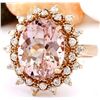 Image 2 : 5.70 CTW Natural Morganite 14K Solid Rose Gold Diamond Ring