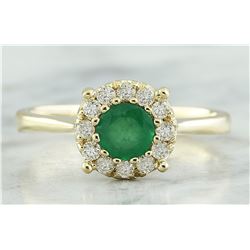 0.62 CTW Emerald 18K Yellow Gold Diamond Ring