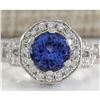 Image 1 : 2.50 CTW Natural Blue Tanzanite And Diamond Ring In Platinum