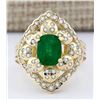 Image 1 : 3.12 CTW Natural Emerald And Diamond Ring In 14k Yellow Gold