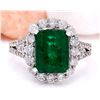 Image 1 : 3.90 CTW Natural Emerald 18K Solid White Gold Diamond Ring