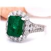 Image 2 : 3.90 CTW Natural Emerald 18K Solid White Gold Diamond Ring