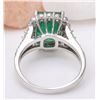 Image 3 : 3.90 CTW Natural Emerald 18K Solid White Gold Diamond Ring