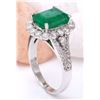 Image 4 : 3.90 CTW Natural Emerald 18K Solid White Gold Diamond Ring