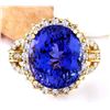 Image 1 : 15.03 CTW Natural Tanzanite 14K Solid Yellow Gold Diamond Ring