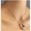 Image 3 : 38.92 CTW Natural Kunzite And Diamond Pendant In 14K Solid Rose Gold