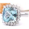 Image 2 : 7.01 CTW Natural Aquamarine 18K Solid White Gold Diamond Ring
