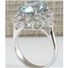 Image 3 : 4.48 CTW Natural Aquamarine And Diamond Ring In 18K Solid White Gold