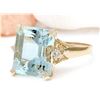 Image 2 : 5.16 CTW Natural Aquamarine 18K Solid Yellow Gold Diamond Ring