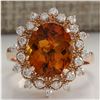 Image 1 : 4.85 CTW Natural Madeira Citrine And Diamond Ring 14K Solid Rose Gold