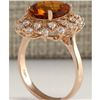 Image 3 : 4.85 CTW Natural Madeira Citrine And Diamond Ring 14K Solid Rose Gold