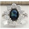 Image 1 : 2.83 CTW Natural Blue Sapphire Diamond Ring 14K Solid White Gold