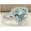 Image 2 : 3.52 CTW Natural Aquamarine And Diamond Ring In 14k Solid White Gold
