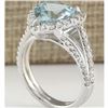 Image 3 : 3.52 CTW Natural Aquamarine And Diamond Ring In 14k Solid White Gold