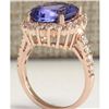 Image 3 : 8.65 CTW Natural Blue Tanzanite And Diamond Ring 14K Solid Rose Gold